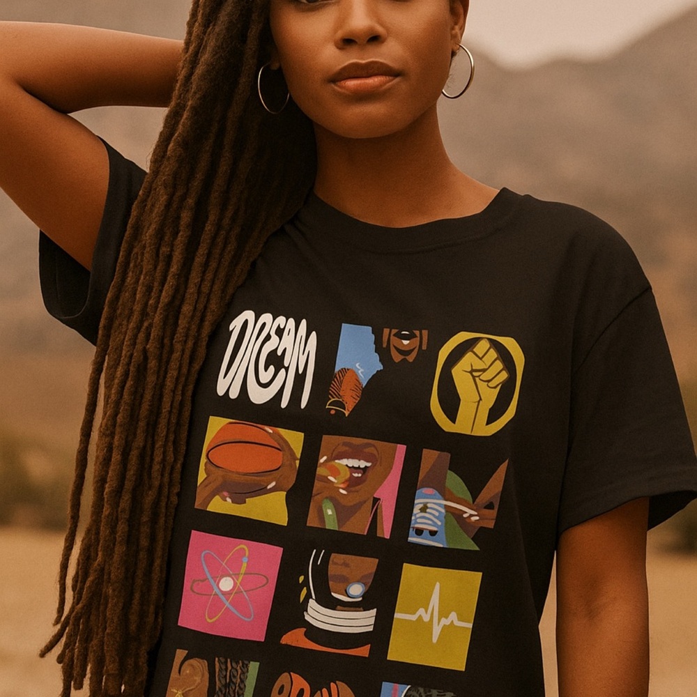 Graphic Black T-Shirt with Colorful Design